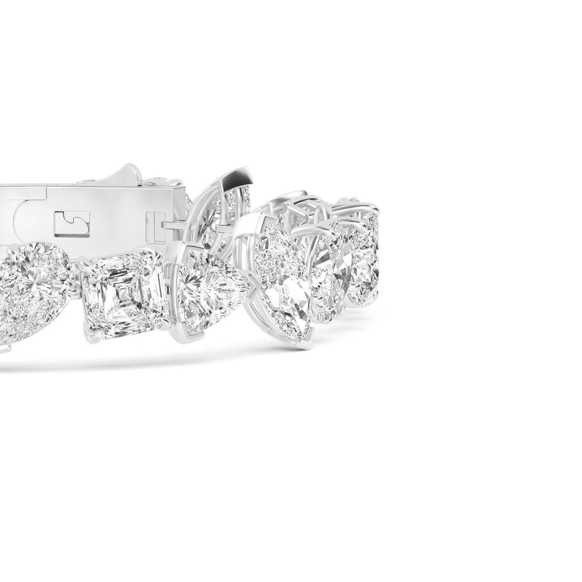 Felicity round halo statement lab grown diamond bracelet in white gold - view 4