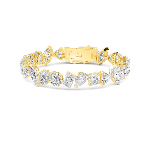 Felicity round halo statement lab grown diamond bracelet in yellow gold - view 1