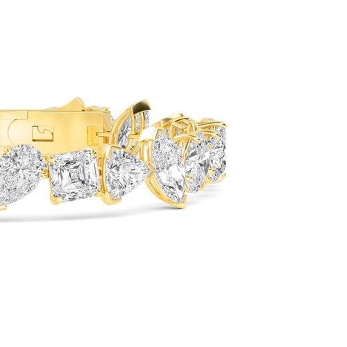 Felicity round halo statement lab grown diamond bracelet in yellow gold - view 4