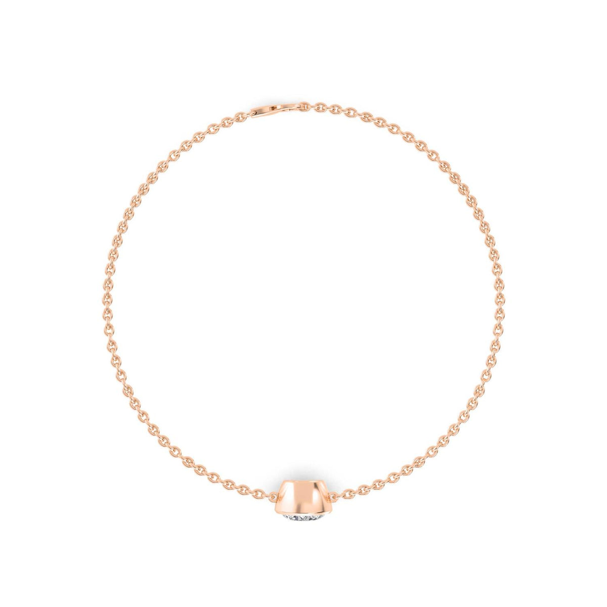 Fern round bezel chain lab grown diamond bracelet in rose gold - view 3
