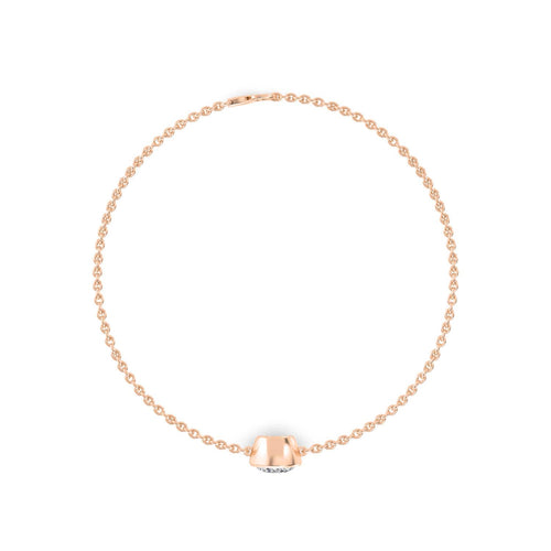 Fern round bezel chain lab grown diamond bracelet in rose gold - view 3