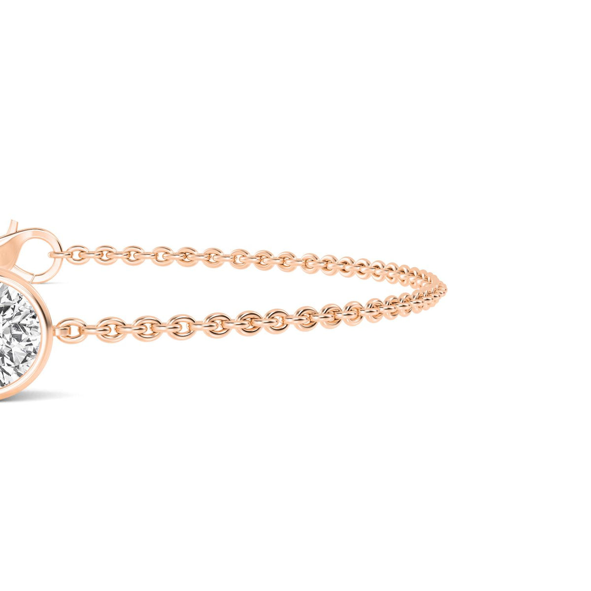 Fern round bezel chain lab grown diamond bracelet in rose gold - view 4