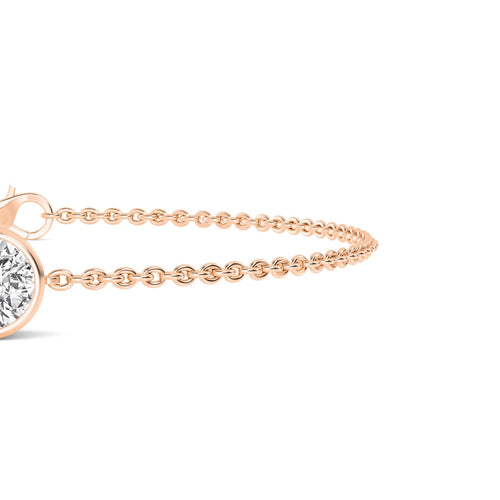 Fern round bezel chain lab grown diamond bracelet in rose gold - view 4
