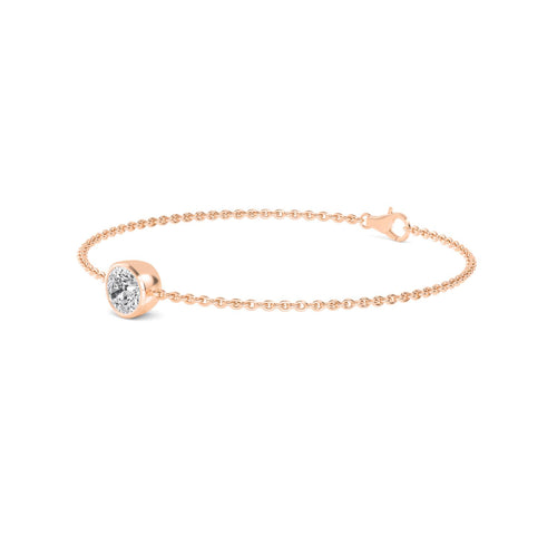 Fern round bezel chain lab grown diamond bracelet in rose gold - view 5