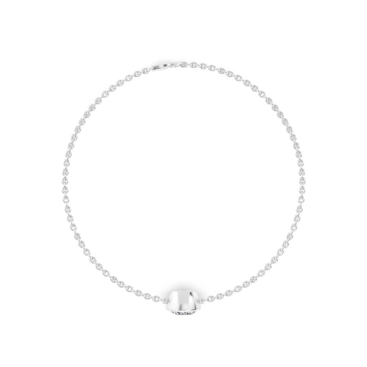 Fern round bezel chain lab grown diamond bracelet in white gold - view 3