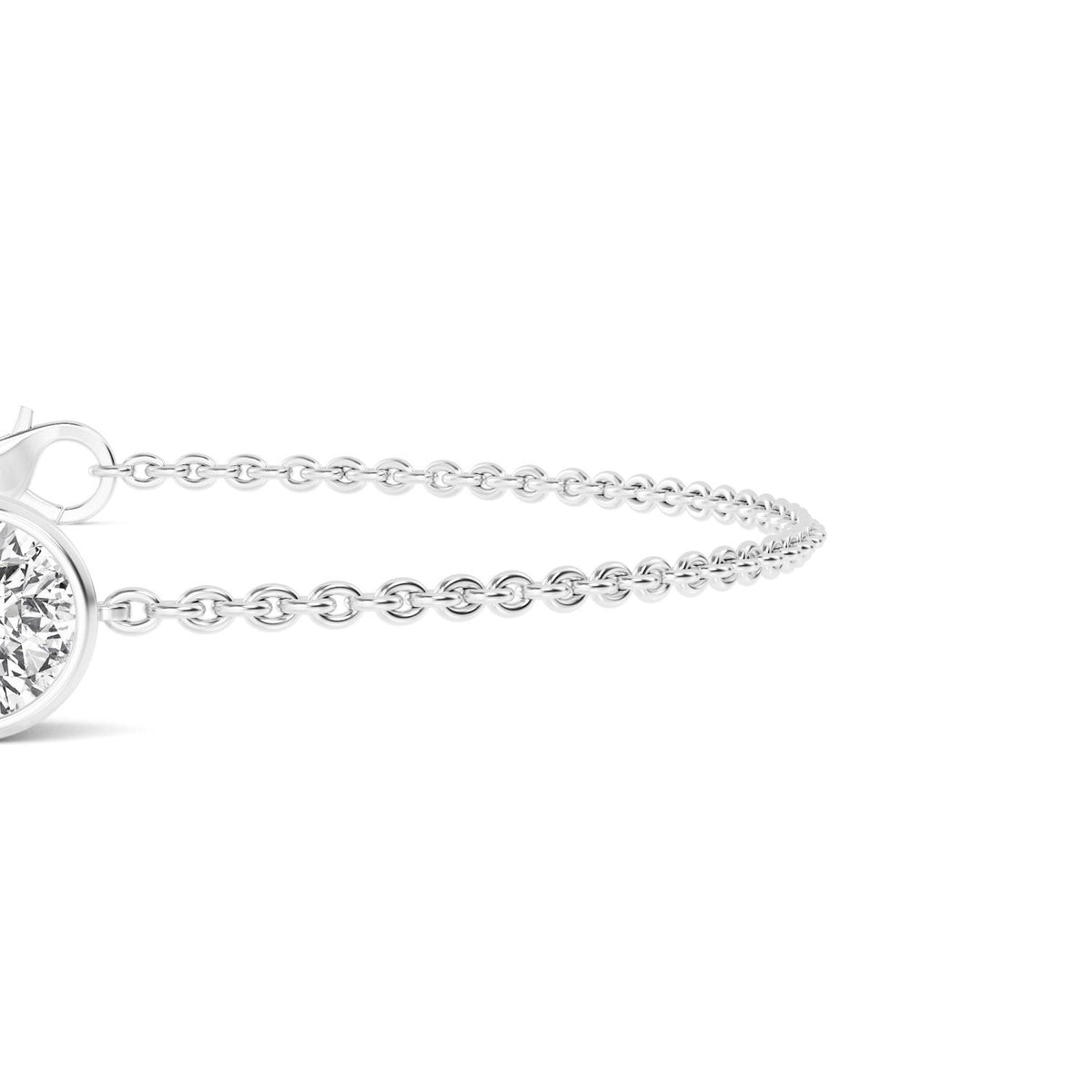 Fern round bezel chain lab grown diamond bracelet in white gold - view 4
