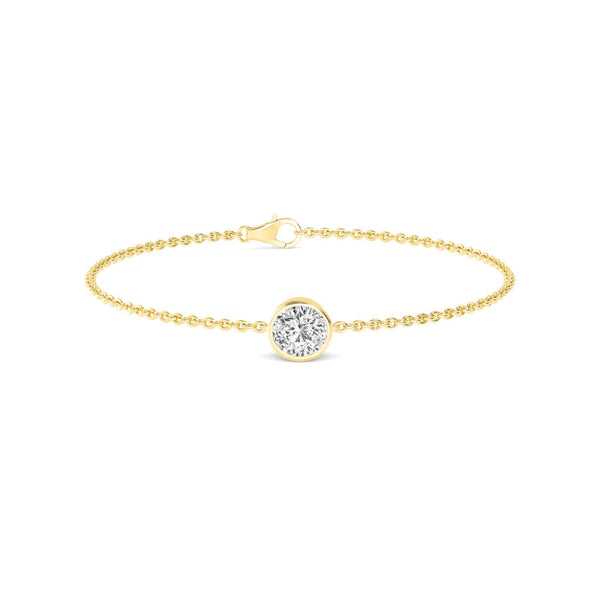Fern - Round Bezel Chain Lab Grown Diamond Bracelet
