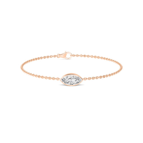 Francesca east-west marquise bezel lab grown diamond bracelet in rose gold - view 1
