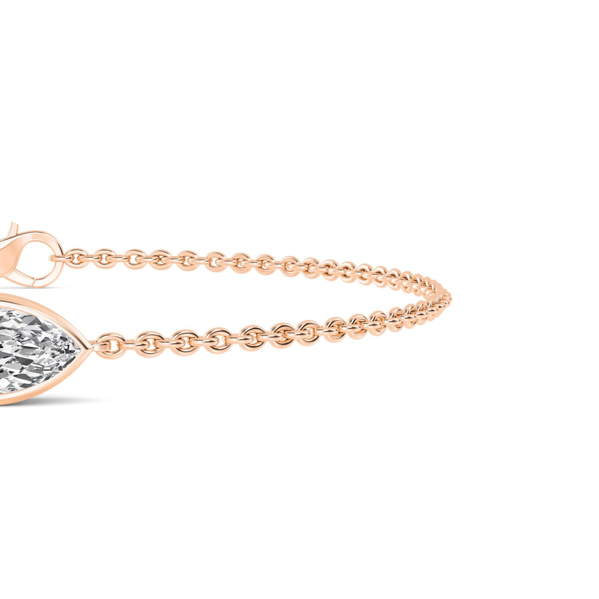 Francesca east-west marquise bezel lab grown diamond bracelet in rose gold - view 4