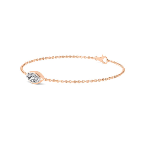 Francesca east-west marquise bezel lab grown diamond bracelet in rose gold - view 5
