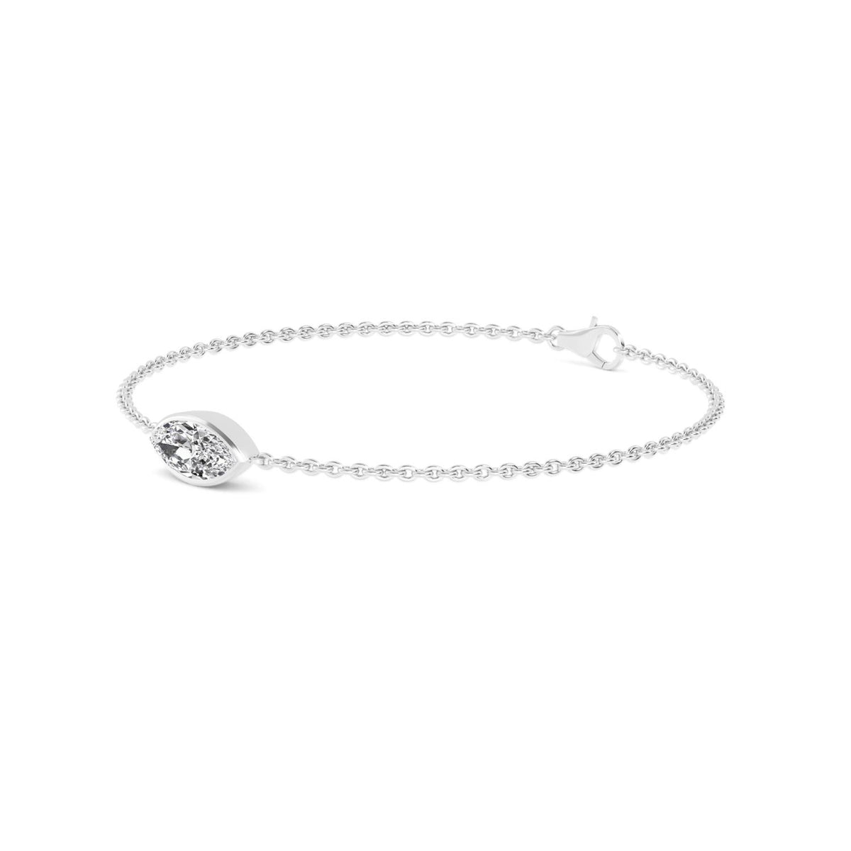 Francesca east-west marquise bezel lab grown diamond bracelet in white gold - view 5