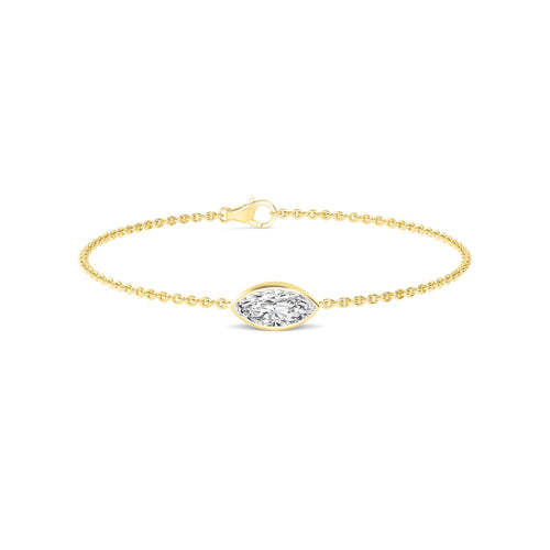 Francesca east-west marquise bezel lab grown diamond bracelet in yellow gold - view 1