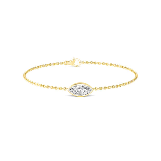 Francesca east-west marquise bezel lab grown diamond bracelet in yellow gold - view 1