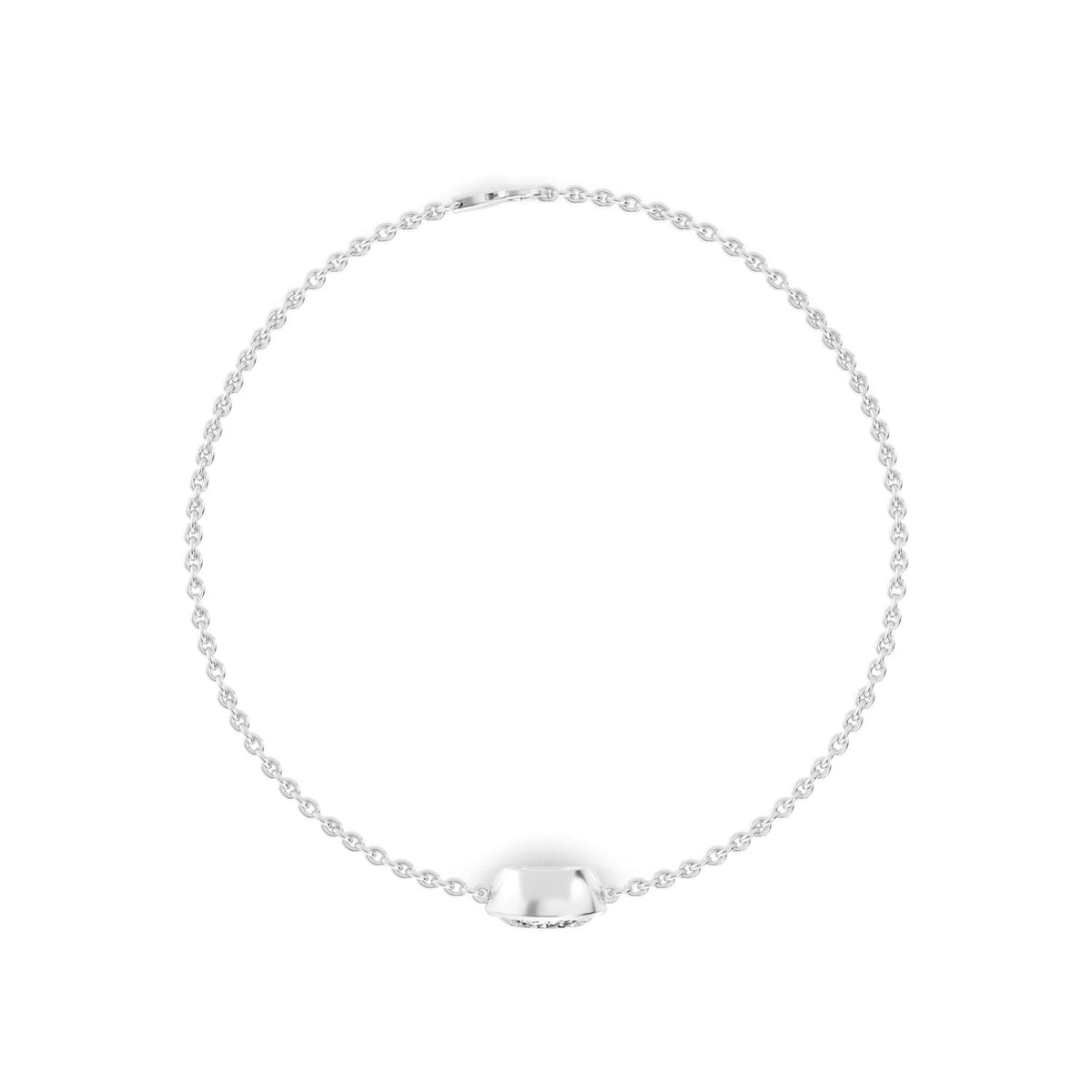 Gabriella east-west oval bezel lab grown diamond bracelet in white gold - view 3