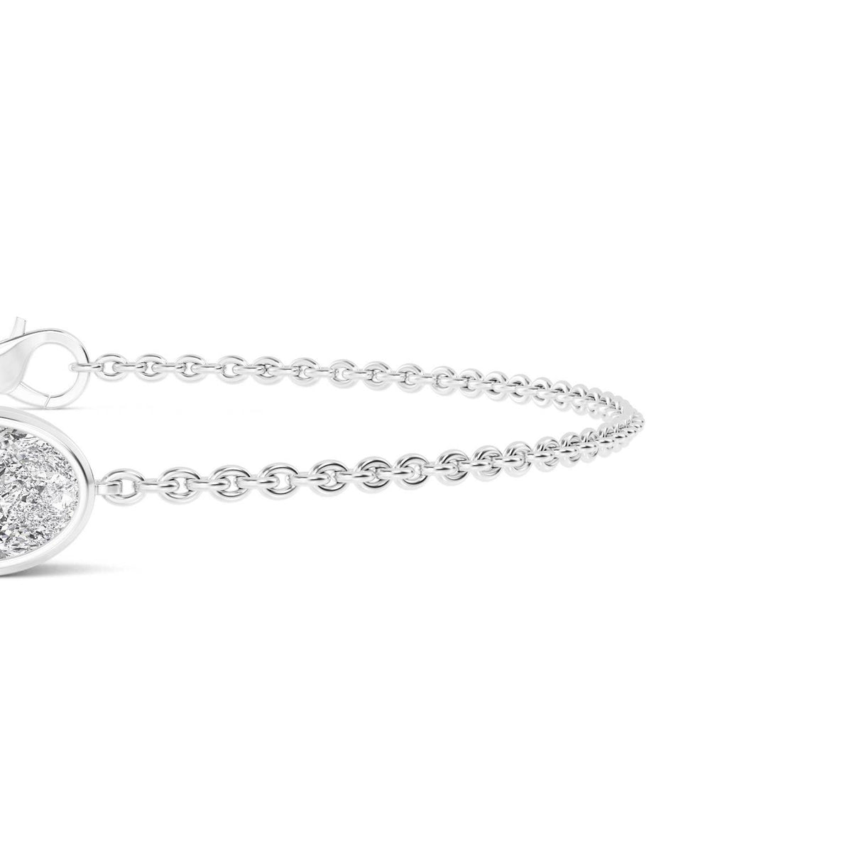Gabriella east-west oval bezel lab grown diamond bracelet in white gold - view 4