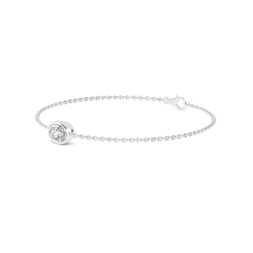 Gabriella east-west oval bezel lab grown diamond bracelet in white gold - view 5
