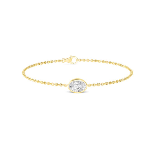 Gabriella east-west oval bezel lab grown diamond bracelet in yellow gold - view 1