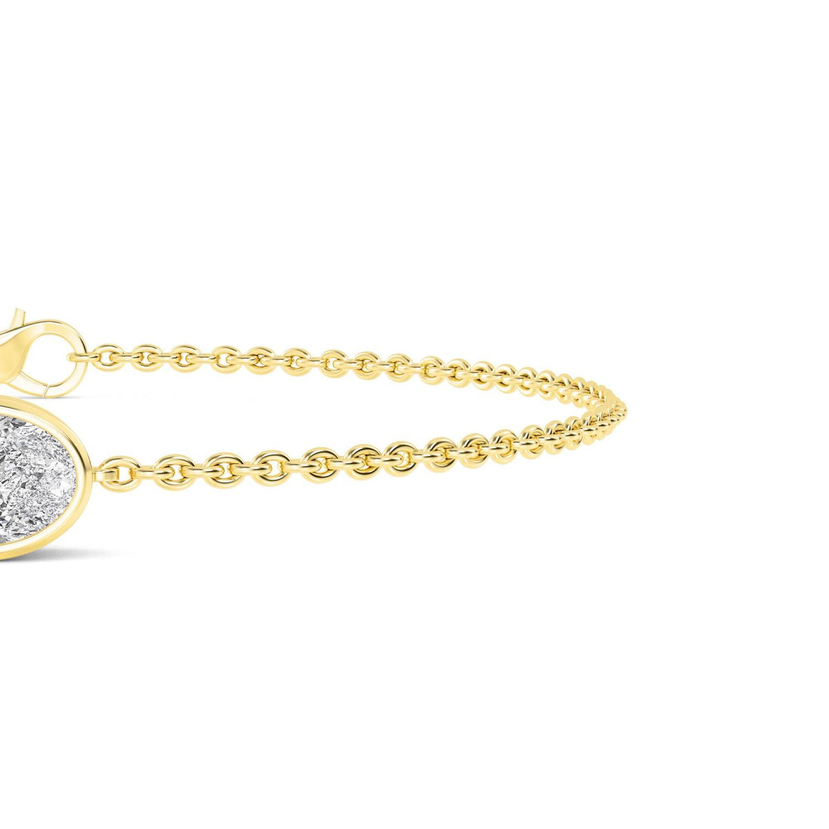 Gabriella east-west oval bezel lab grown diamond bracelet in yellow gold - view 4