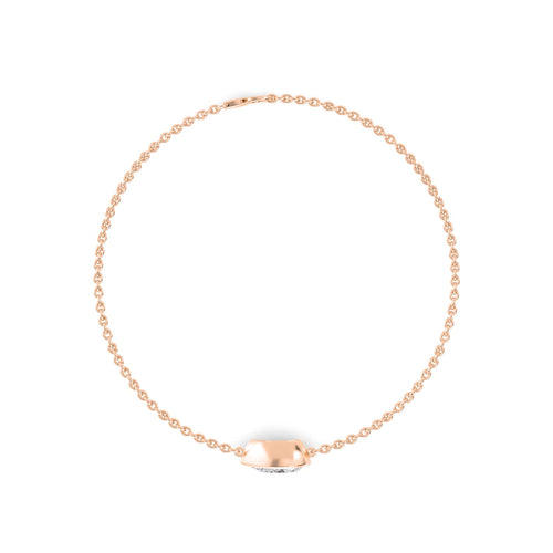 Gaia east-west pear bezel chain lab grown diamond bracelet in rose gold - view 3