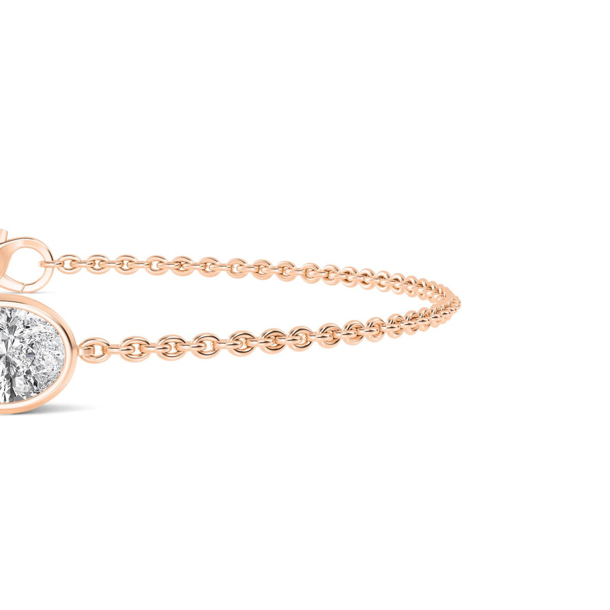 Gaia east-west pear bezel chain lab grown diamond bracelet in rose gold - view 4