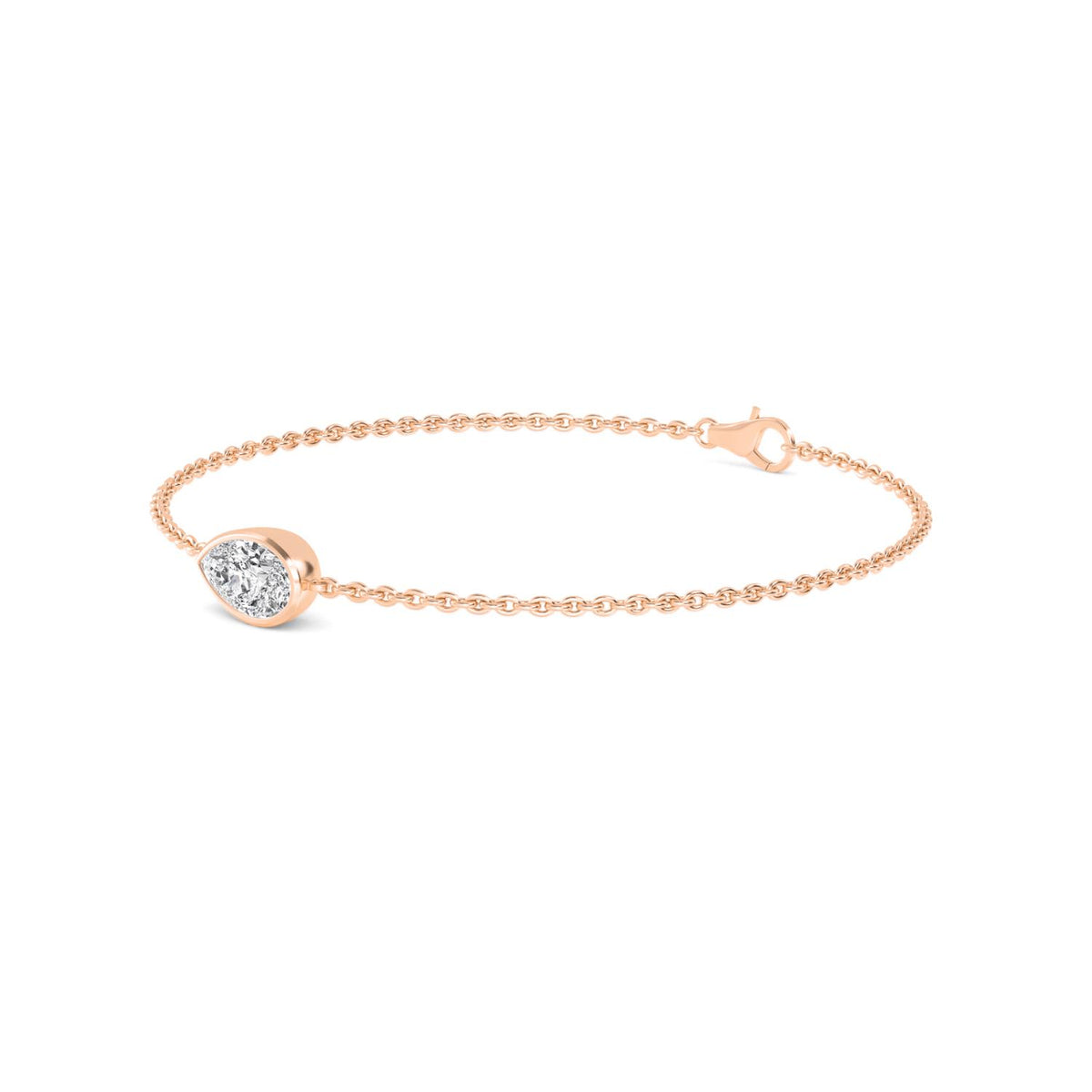 Gaia east-west pear bezel chain lab grown diamond bracelet in rose gold - view 5