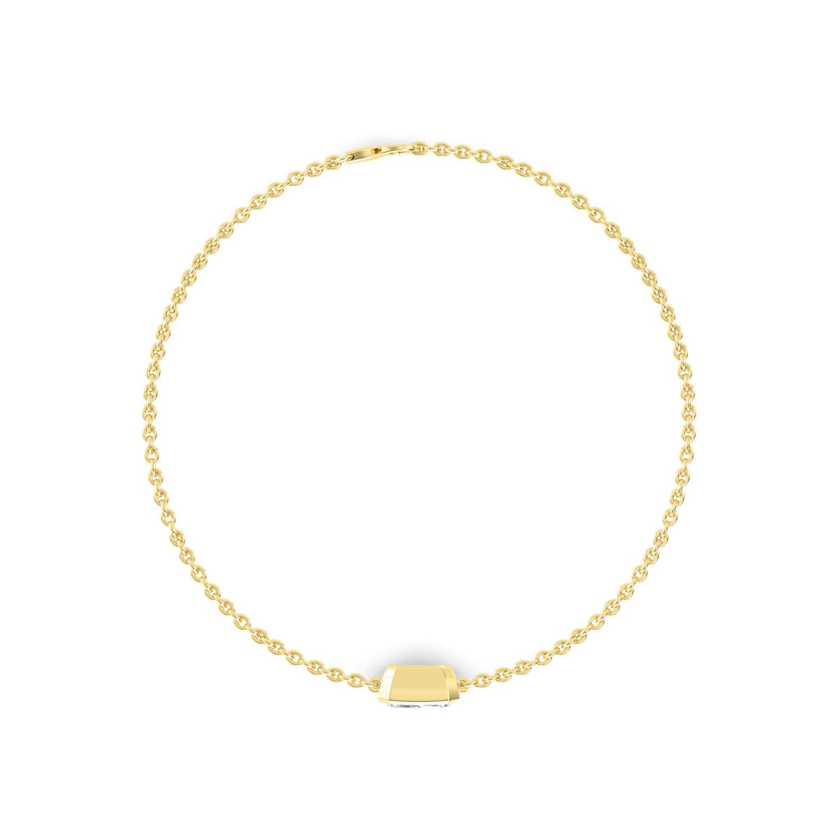 Genevieve radiant bezel chain lab grown diamond bracelet in yellow gold - view 3