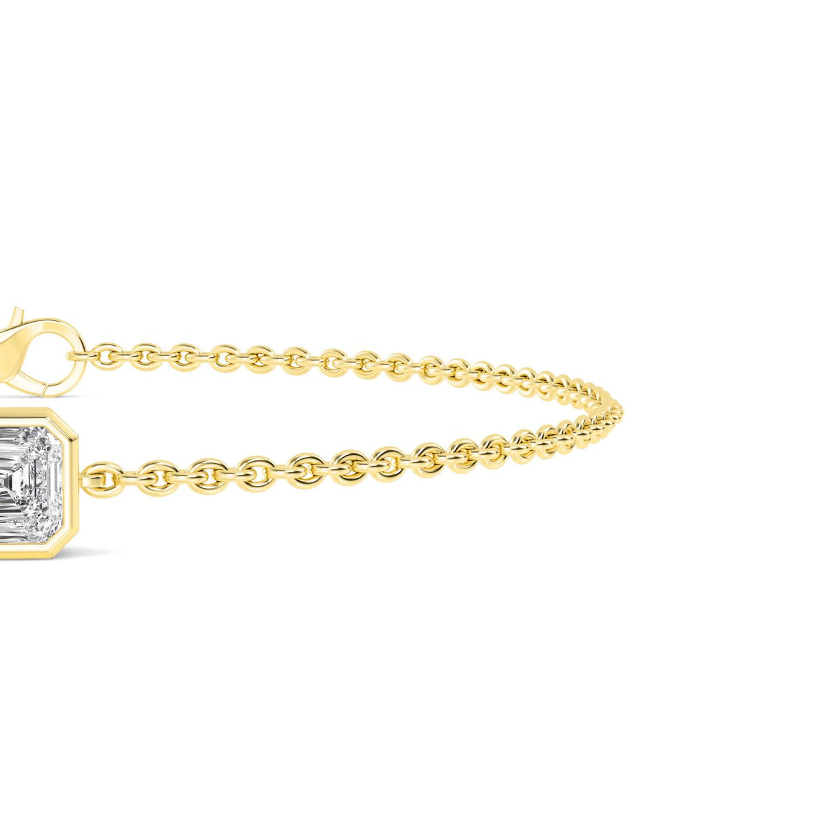 Genevieve radiant bezel chain lab grown diamond bracelet in yellow gold - view 4