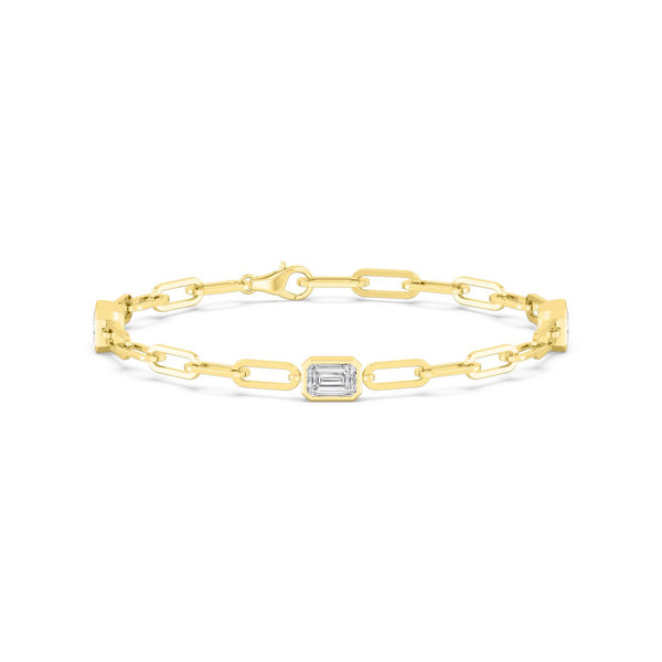 Lumi - Emerald Bezel Paperclip Lab Grown Diamond Bracelet