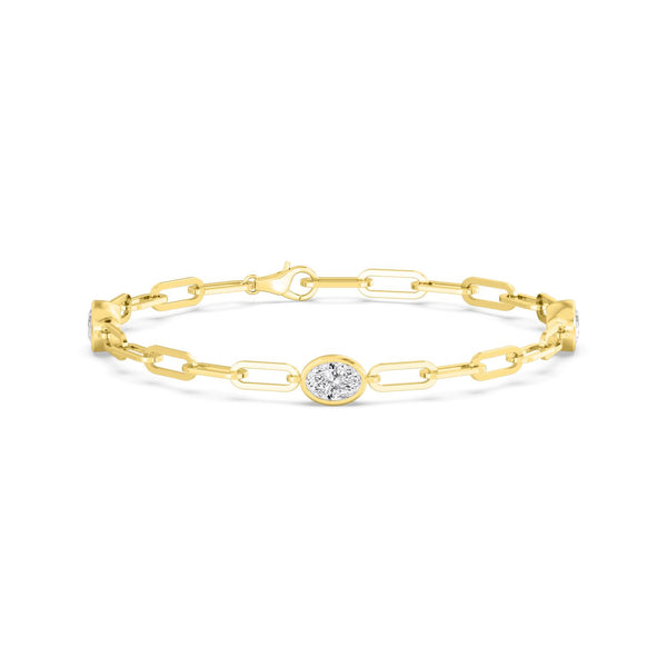 Marielle - Oval Bezel Paperclip Lab Grown Diamond Bracelet