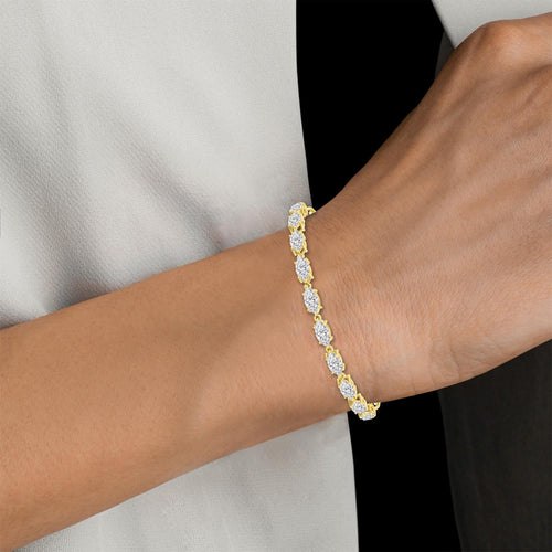 Odette marquise paperclip line lab grown diamond bracelet in yellow gold - view 2