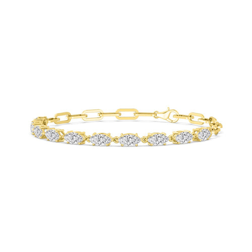 Odette marquise paperclip line lab grown diamond bracelet in yellow gold - view 5