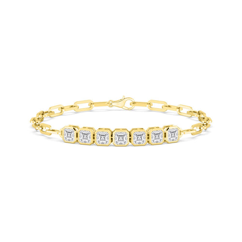 Grace asscher paperclip line lab grown diamond bracelet in yellow gold - view 1