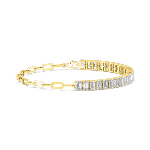 Hadley emerald paperclip line lab grown diamond bracelet in yellow gold - view 1