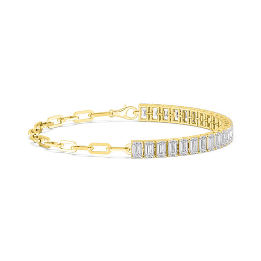 Hadley emerald paperclip line lab grown diamond bracelet in yellow gold - view 1