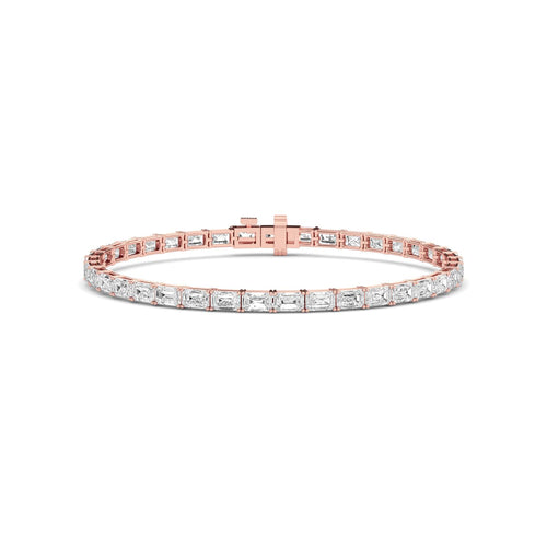 Hazel east-west emerald tennis lab grown diamond bracelet in rose gold - view 1