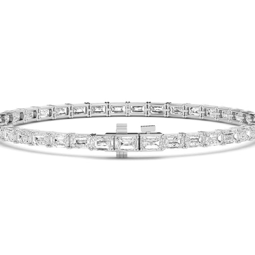Hazel east-west emerald tennis lab grown diamond bracelet in white gold - view 3