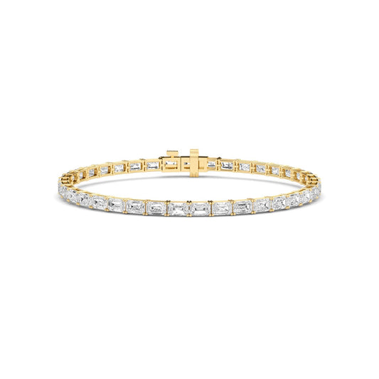 Hazel east-west emerald tennis lab grown diamond bracelet in yellow gold - view 1