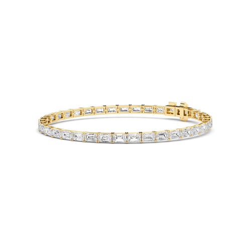 Hazel east-west emerald tennis lab grown diamond bracelet in yellow gold - view 4