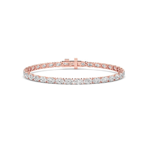 Heloise east-west oval tennis lab grown diamond bracelet in rose gold - view 1