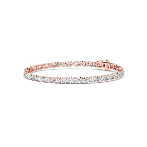 Heloise east-west oval tennis lab grown diamond bracelet in rose gold - view 4