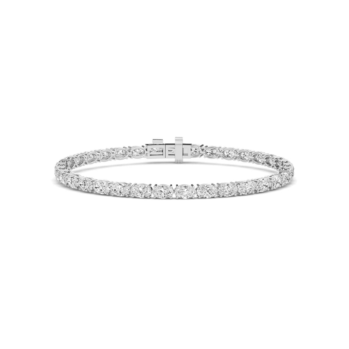 Heloise east-west oval tennis lab grown diamond bracelet in white gold - view 1
