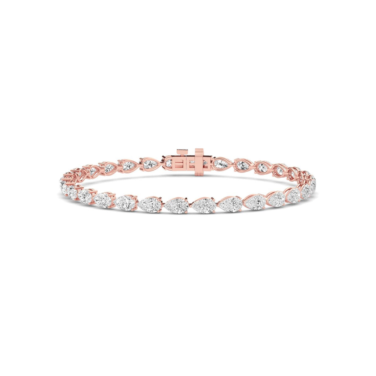 Imogen east-west pear tennis lab grown diamond bracelet in rose gold - view 1