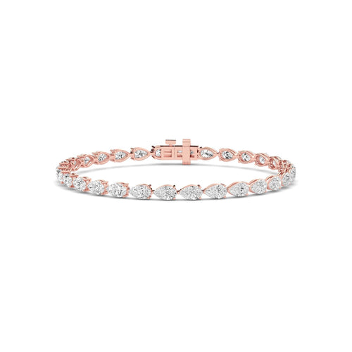 Imogen east-west pear tennis lab grown diamond bracelet in rose gold - view 1