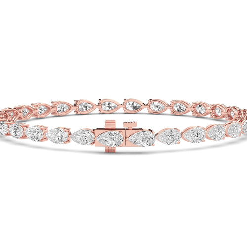 Imogen east-west pear tennis lab grown diamond bracelet in rose gold - view 3