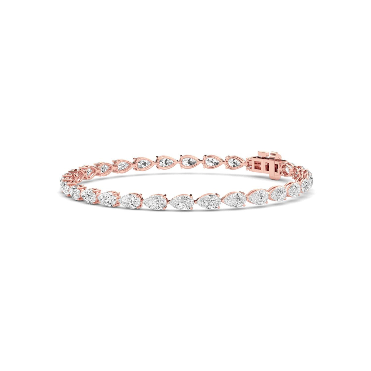Imogen east-west pear tennis lab grown diamond bracelet in rose gold - view 4