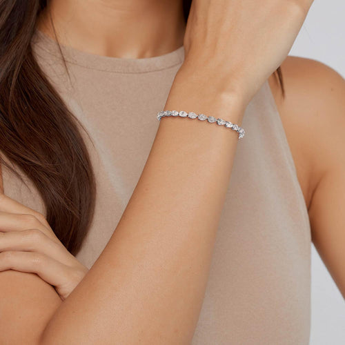 Imogen east-west pear tennis lab grown diamond bracelet in white gold - view 2