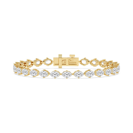 Ines angled oval tennis lab grown diamond bracelet in yellow gold - view 1