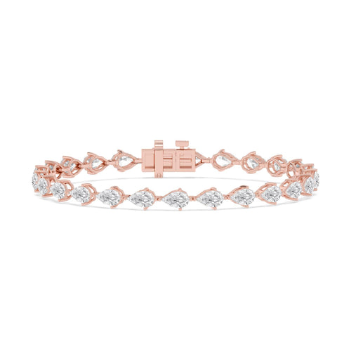 Iris angled pear tennis lab grown diamond bracelet in rose gold - view 1