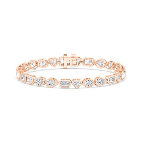 Jacinta mixed shape bezel tennis lab grown diamond bracelet in rose gold - view 1