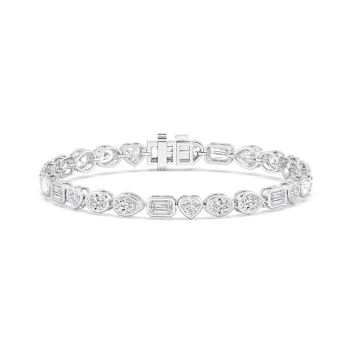Jacinta mixed shape bezel tennis lab grown diamond bracelet in white gold - view 1